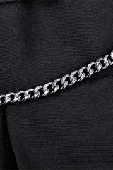 Black Pleated Big-pocket Chain-Decorated Women's Punk Mini Skirt with Belt - Product - 14