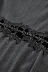 Black V Collar Long Trumpet Sleeves Lace Sheer Women's Gothic Kimono High Low Long Dress - Product - 17
