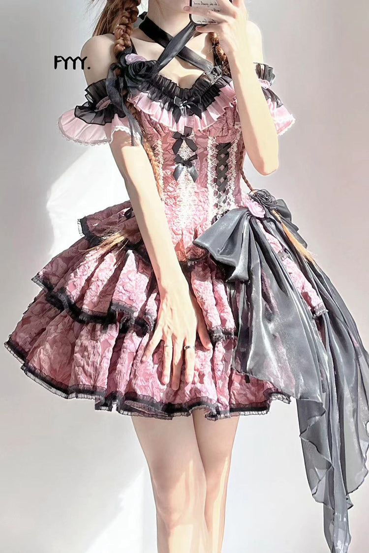 Pink Medea Kiss Gothic Lolita JSK Tiered Dress - Product - 2