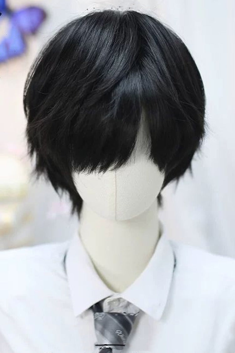 Black Korean Daily Cool Fluffy Short Lolita Wig front view