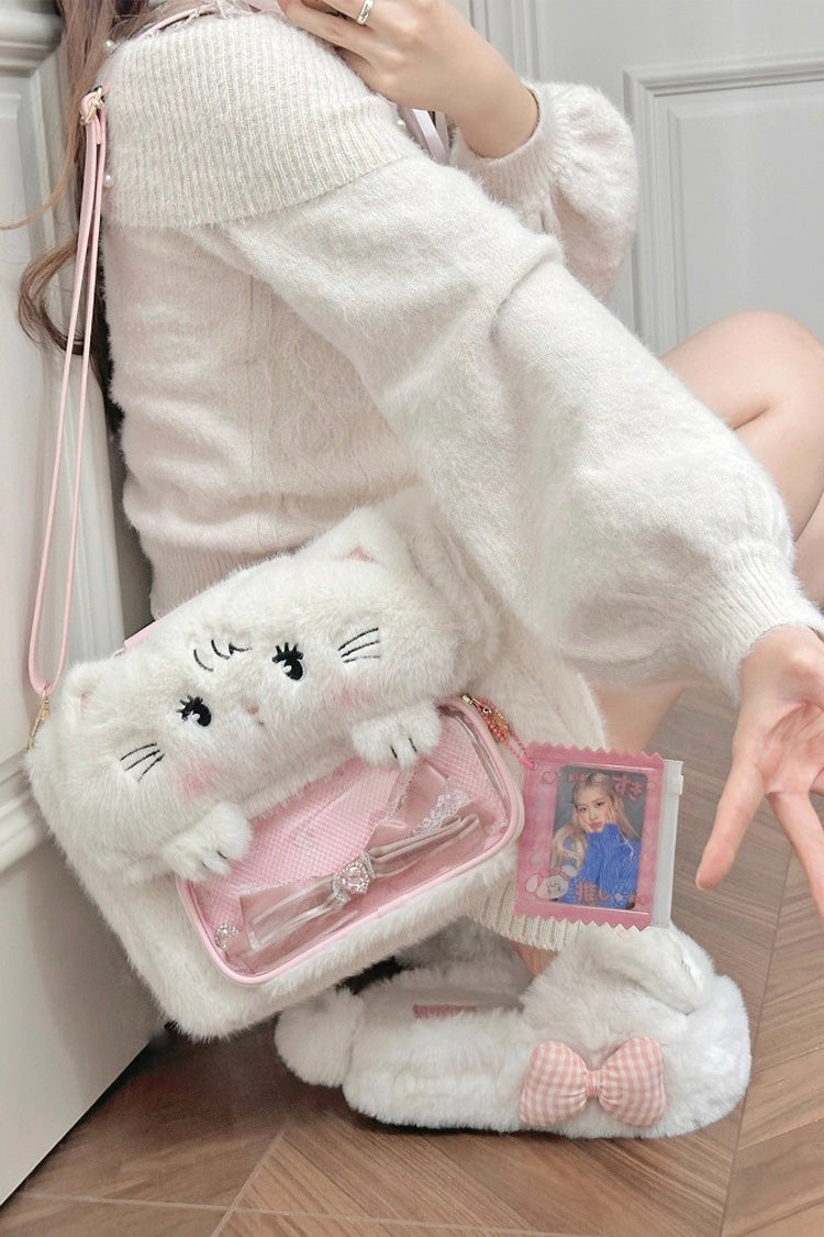 Sweet Cute Bowknot Japanese Bunny And Cat Plush Lolita Ita Bag 2 Colors - Product - 4