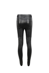 Black Flocked Stretch Slim Thigh Lace String Adjustable Women's Gothic Leggings - Product - 9