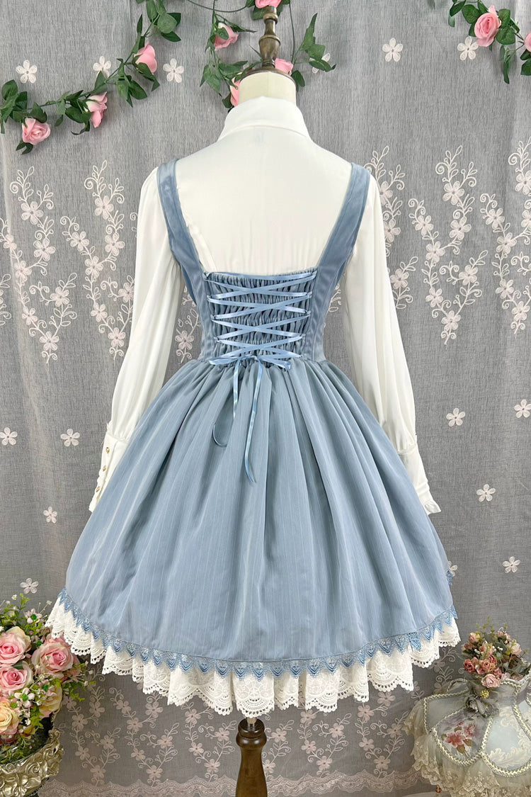 [Dreamlike Realm] Sleeveless Printed Ruffled Embroidered Bustier Elegant Sweet Lolita Jsk Dress 4 Colors - Product - 31