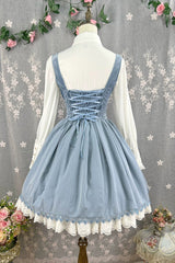 [Dreamlike Realm] Sleeveless Printed Ruffled Embroidered Bustier Elegant Sweet Lolita Jsk Dress 4 Colors - Product - 31