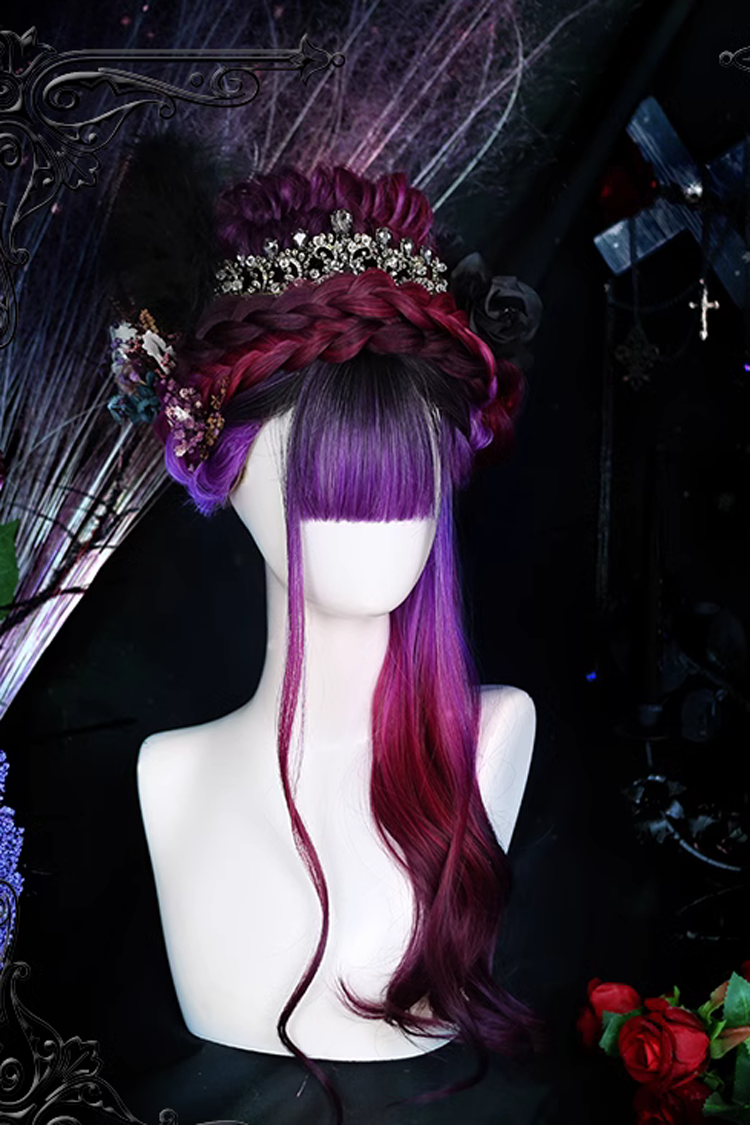 Purple Gradient Long Curly Hair Gothic Lolita Wigs - Product - 2