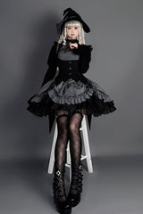Grey [Potions] Sleeveless Triple-Layered Ruffle Bowknot Lace Gothic Lolita Dress 2 Colors - Product - 7