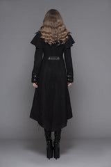 Black Fake Two Pieces Game Style Woollen Womens Punk Coats - Product - 6
