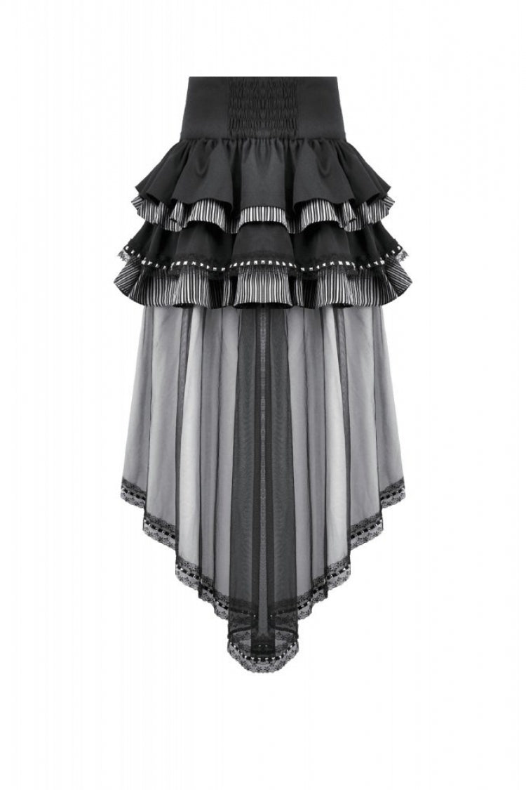 Black Women's Gothic Vintage Multi-Layered Ruffled Mesh Tail Skirt - Product - 14
