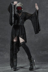 Black Embroidery Ripped Women's Gothic Leg Warmers - Product - 4