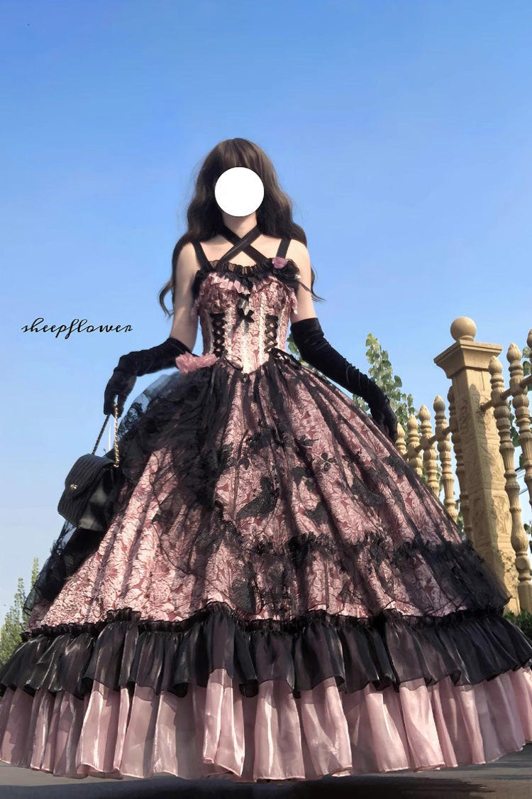 Medea Kiss Halloween Witch Ruffle Hanayome Bowknot Lace Gothic Lolita Jsk Dress 2 Colors - Product - 3