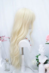 Walnut Blonde Blunt Bangs Long Curly Wig Japanese Sweet Lolita Style - Product - 2