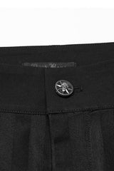Black High Waisted Striped Print Men's Gothic Suit Pants - Product - 5