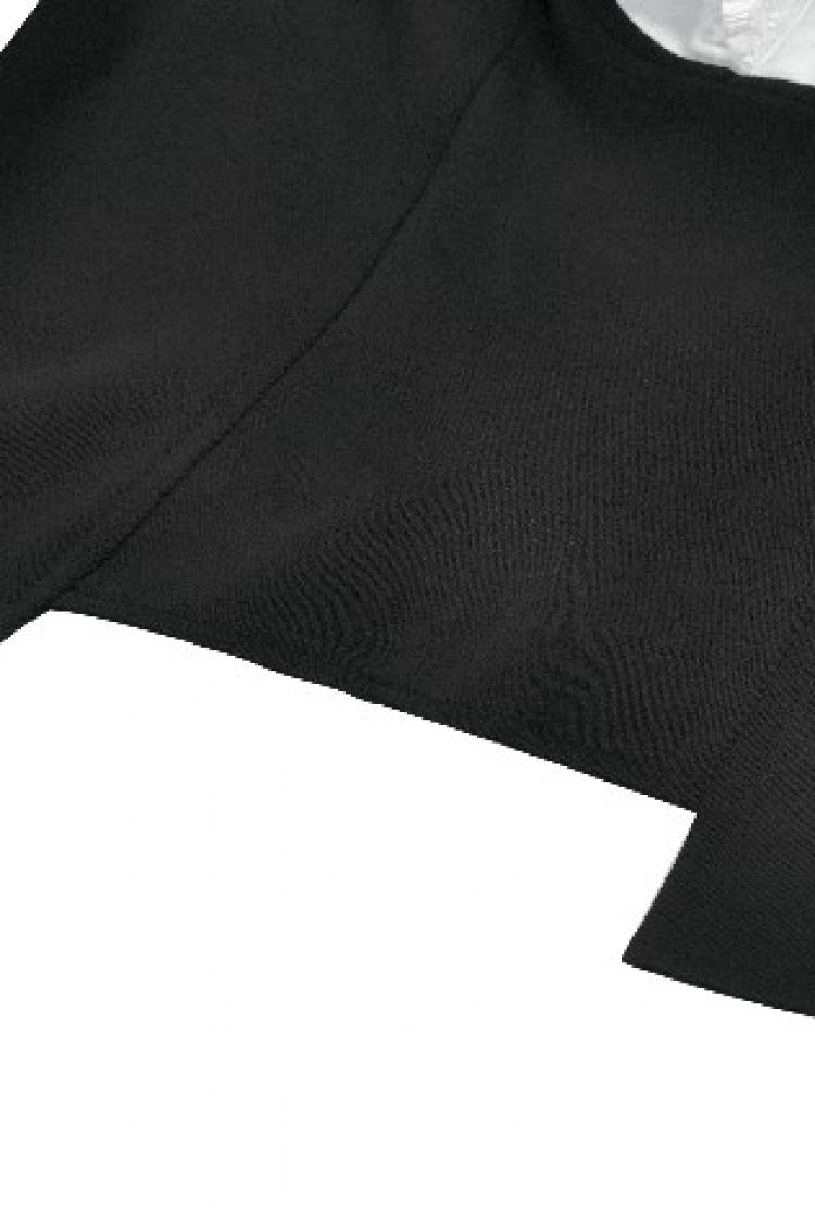 Black/White Short Puff Sleeves Lace Ruffled Stand Collar Women's Gothic Royal Blouse - Product - 15