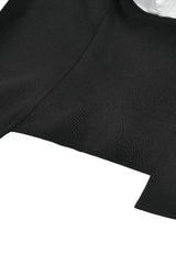 Black/White Short Puff Sleeves Lace Ruffled Stand Collar Women's Gothic Royal Blouse - Product - 15
