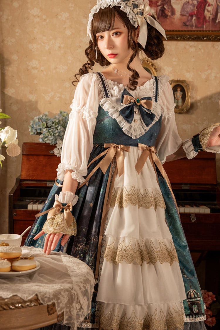 Dark Blue Night Of The Magic Lamp Palace Style Bowknot Classic Lolita Jsk Dress - Product - 3