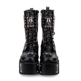 Black Skull Rivet Gothic Lolita Boots - Product - 2