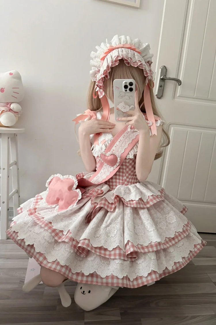 Pink [Star Grant Angel] Triple-Layered Print Ruffle Sweet Lolita Dress - Product - 3