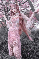 Pink Cherry Nightmare V Collar High Waisted Gothic Lolita JSK Dress - Product - 3