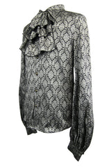 Silver Lantern Sleeves Jacquard Print Mens Gothic Blouse - Product - 6