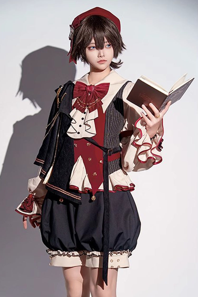 Multi-Color [Natural Philosophy] Long Sleeves Ruffle Bowknot College Style Prince Gorgeous Ouji Lolita Set - Multi-Color - 1