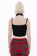 Black Detachable Plastic Chain Rock Women's Punk T-Shirt - Product - 3