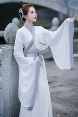White Simple Chinese Style Sweet Hanfu Dress - Product - 3