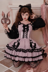 Black/Purple Dance Music Long Sleeves Multi-layer Ruffle Bowknot Sweet Princess Lolita Dress - Product - 10