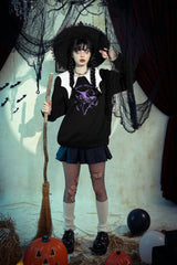 Black/White Point Peter Pan Collar Collar Long Sleeves Women's Gothic Vintage College Sweatshirt - Product - 18