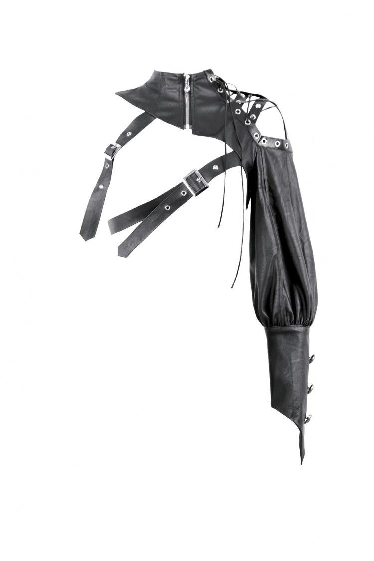 Black Cut-Out Asymmetric Buckled Zippered Women's Punk Cape - Product - 3