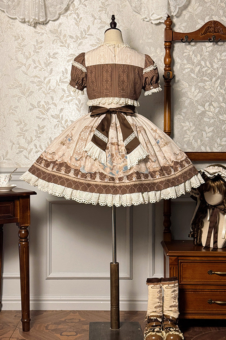 Sea Salt Fairy Tale Doll Short Sleeves Print Ruffle Bowknot Sweet Lolita Dress 2 Colors - Product - 8