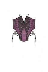 Purple Butterfly Embroidered Lace Women's Luxurious Royal Underbust Corset - Product - 3