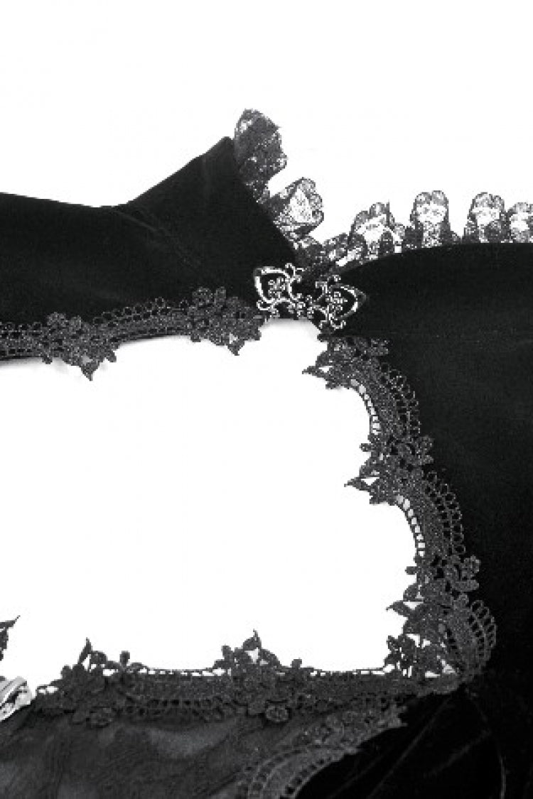 Black Long Puff Sleeves Multi-Layered Ruffled Lace Hem High Low Women's Gothic Coatlet - Product - 12