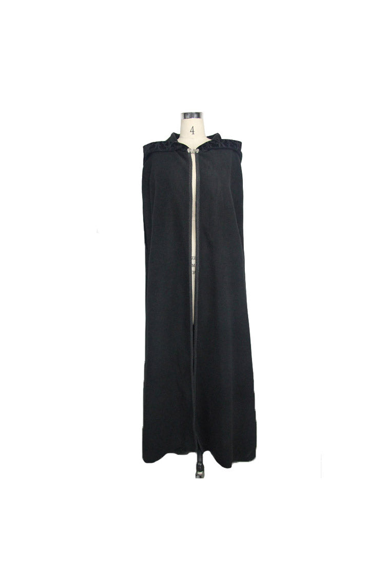 Black Detachable Feather 3D Ribbons Decorated Woollen Hooded Women's Gothic Cape - Product - 4