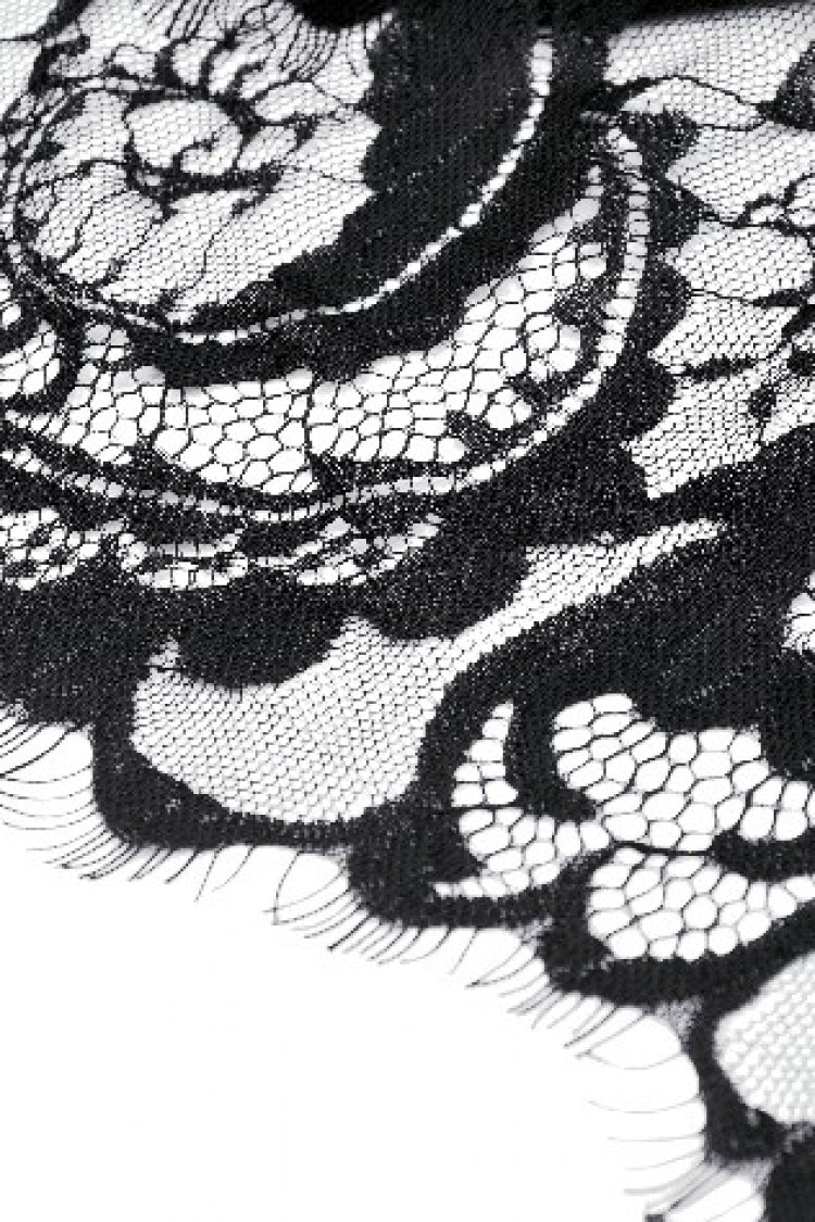 Black High Waisted Heart Embroidered Lace Women's Gothic Maxi Skirt - Product - 17