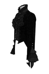 Black Gothic Lotus Leaf Corsage False Two Piece Womens Swallow Tailed Coats - Product - 5