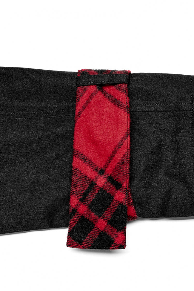 Black/Red Plaid Print Hooded Women's Punk College Style Coat - Product - 6