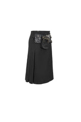 Black Tie-Dye Patchwork With Waist Bag Men's Gothic Skirt - Product - 9