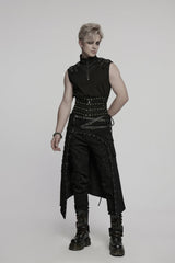 Black Lace-Up Slim Ripped Studded Zippered Women's Punk Corset - Product - 6