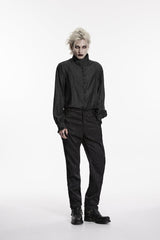 Black Jacquard Slim Men's Gothic Gorgeous Handsome Pants - Black - 1