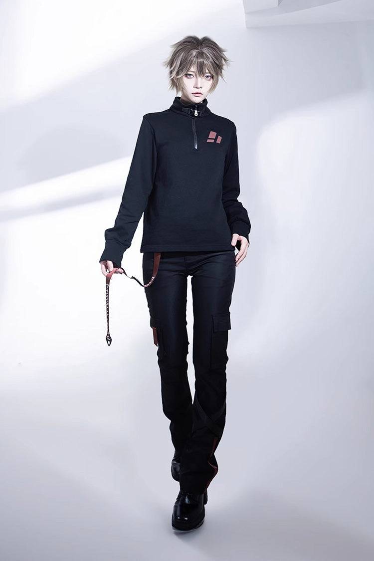 Black Unmarked Blade Gothic Handsome Ouji Lolita Long Pants - Product - 9
