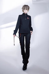 Black Unmarked Blade Gothic Handsome Ouji Lolita Long Pants - Product - 9