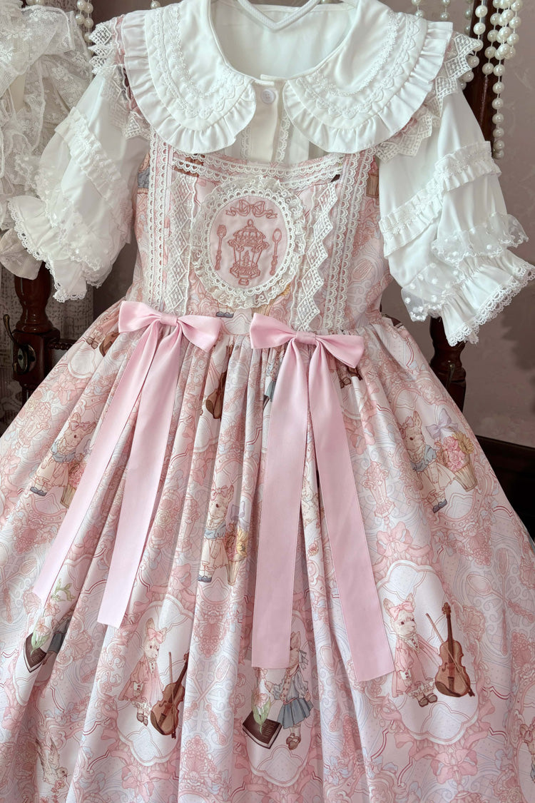 [Sweetheart Party] Sleeveless Printed Ruffled Embroidered Lace Sweet Lolita Jsk Dress 3 Colors - Product - 12