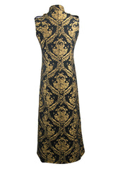 Black And Gold Court Floral Gothic Mens Long Coat - Product - 6