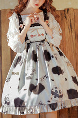 Multi-Color Ruffled Stitching Cow Milk Candy Print Sweet Lolita JSK Dress - Multi-Color - 1