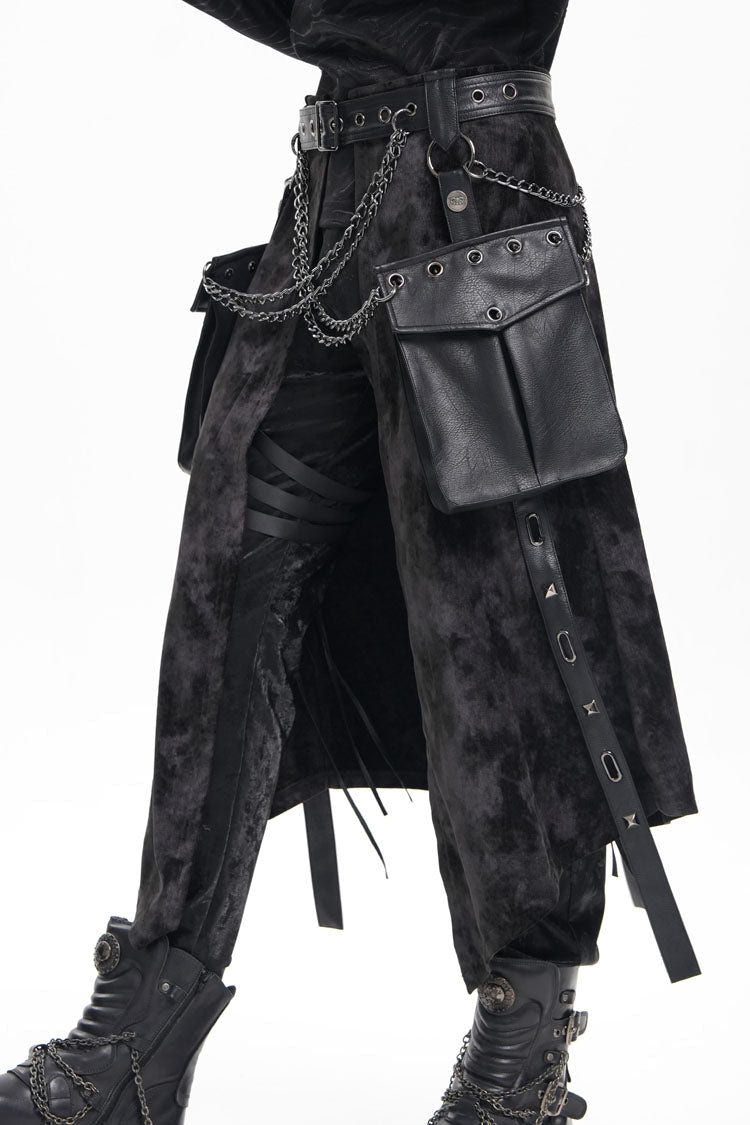 Black Chain Rivet Buckle Men's Gothic Skirt - Product - 7