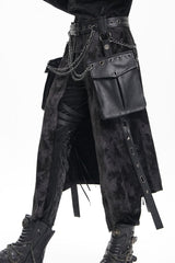 Black Chain Rivet Buckle Men's Gothic Skirt - Product - 7