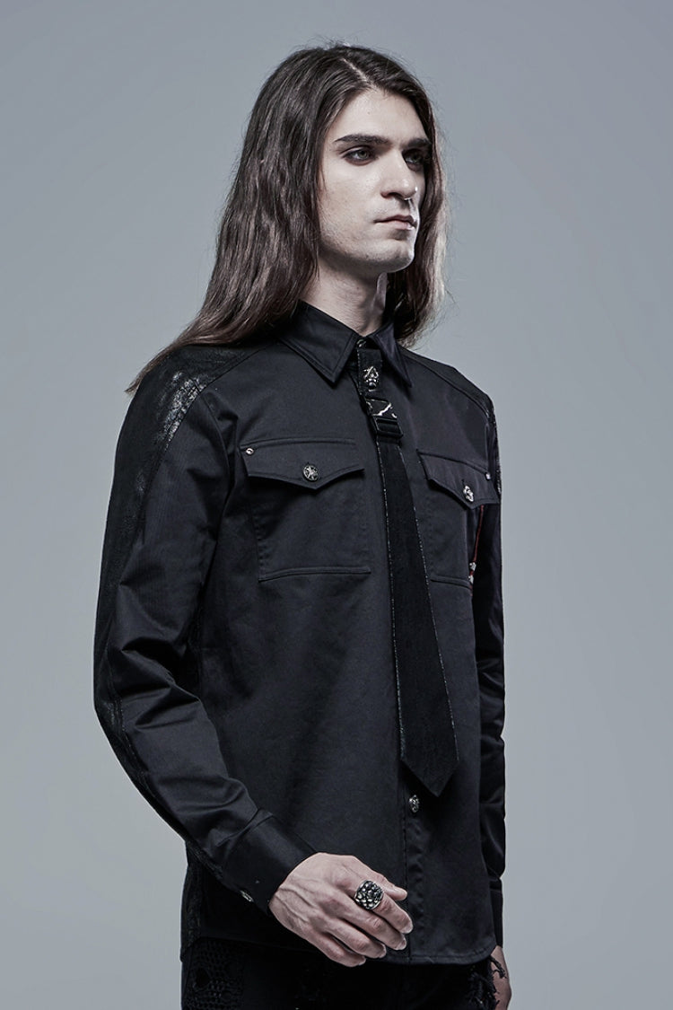 Black Metal Skull Decoration Men's Steampunk Necktie - Product - 6