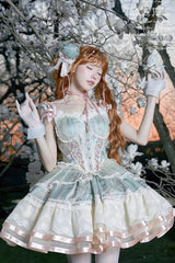 Green Waltz Multi-layer Print Ruffle Bowknot Sweet Chinese Style Elegant Lolita Jsk Dress - Product - 2