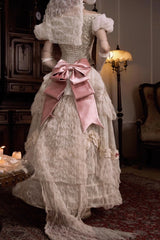 Light Brown [Cupid’s Poetry Box] Ruffle Embroidery Bowknot Lace Classic Elegant Lolita Long Skirt - Product - 10