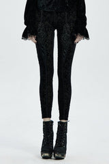 Black Jacquard Women's Gothic Leggings - Black - 1